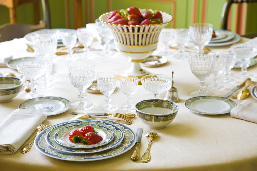 Vintage place setting with strawberries