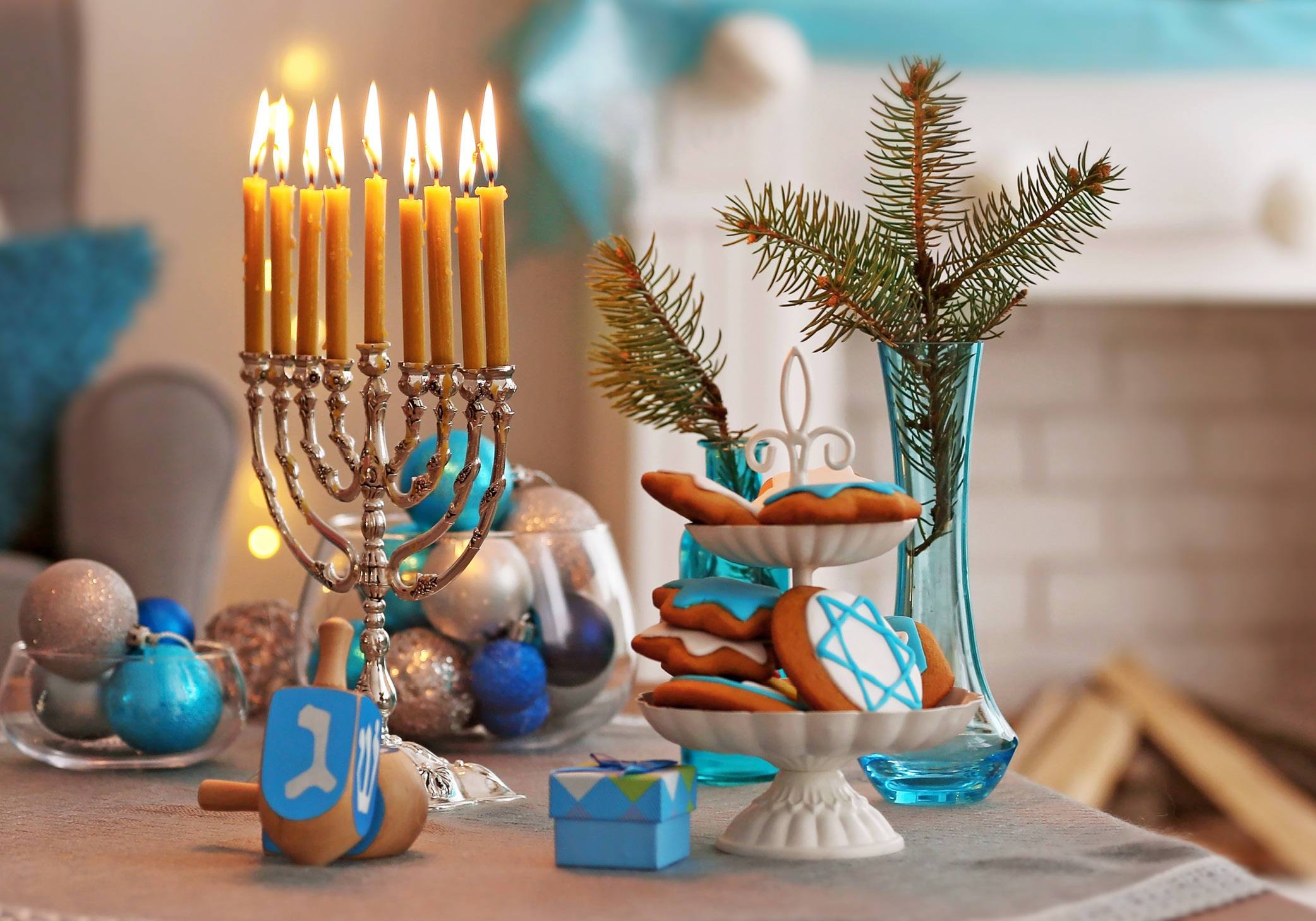 Hanukkak candles and items