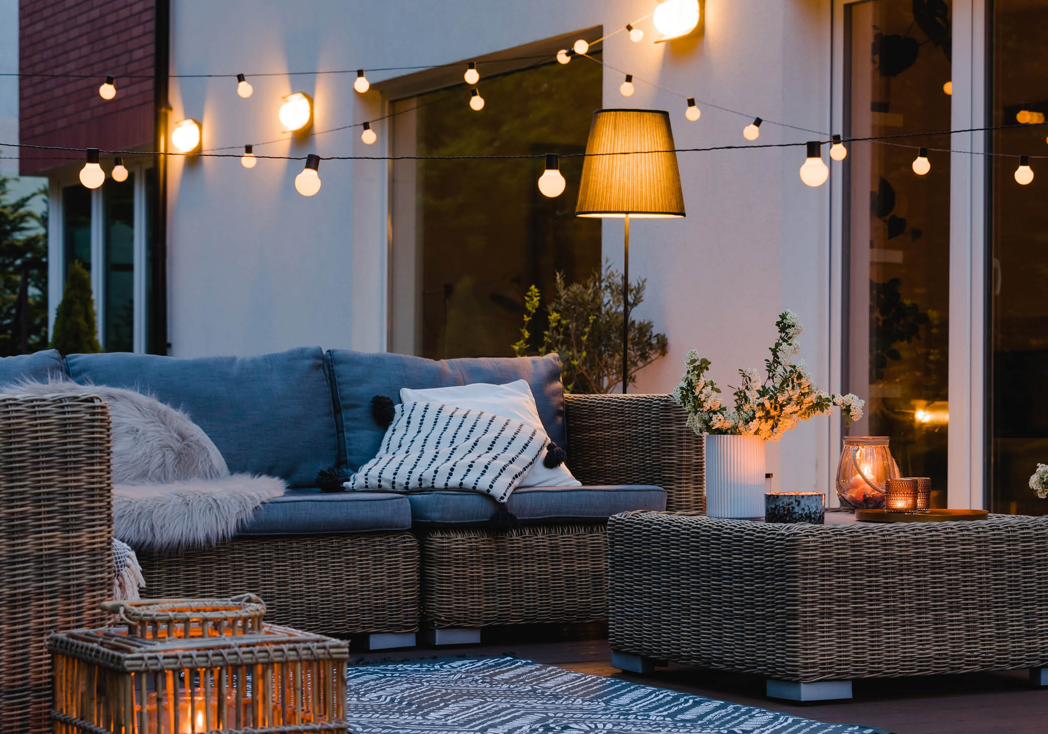 Porch with String Lights